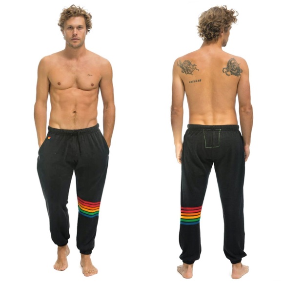 Aviator Nation Other - AVIATOR NATION Charcoal Rainbow Stitch jogger Sweatpants Size Medium